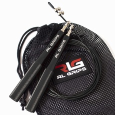 RL Grips® Aluminium Crossfit Springseil mit rutschfestem Griff - Springseil mit 2 mm Kabel - Seilspringen für Cardio, Jump Rope Gym (Schwarz)