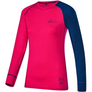 Black Crevice Damen Langarmshirt aus Merino Wolle in 42 - pink/Steel Blue I Funktionsshirt atmungsaktiv I Funktionsunterwäsche I Base Layer I Long Sleeve I Skiunterwäsche