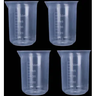 4 Stück Messbecher Klein, Mini Messbecher 50ml, ml Messbecher Für Labor Küche Garten - Trennstriche À 5 ml - Gut Ablesbar