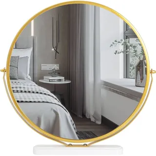 WOLTU Schminkspiegel Kosmetikspiegel Rund Make-Up Spiegel 360°drehbar Golden - Gold