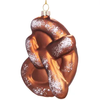 BRUBAKER Brezel - Handbemalte Weihnachtskugel aus Glas | Mundgeblasener Christbaumschmuck Figuren lustig Deko Anhänger Baumkugel - 13 cm