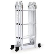 HAUSHALT Leiter BL-403B, 4-teilige Mehrzweckleiter aus Aluminium, 95-346 cm, max. 150 kg, Universal verwendbar (000051336056)