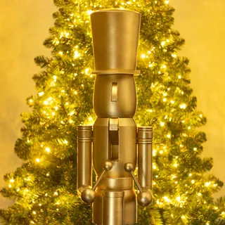 KI Store 120 cm Weihnachten Nussknacker Gold Lebensgröße Groß XXL Holz Nussknacker Figur Weihnachtsdekoration (Gold)