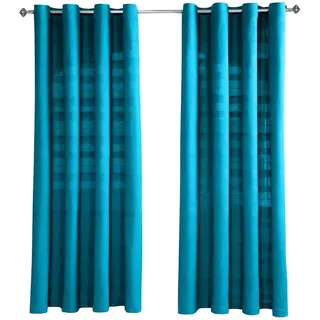 Homescapes Ösenvorhang Rajput blickdicht 2er-Set, 137/137 cm , Petrol , Textil , Uni , 137x137 cm , Oeko-Tex® , Heimtextilien, Vorhänge, Fertigvorhänge, Ösenvorhänge