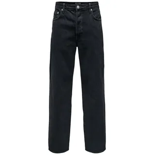 Only & Sons Herren Jeans ONSFADE Loose - Mid Waist - Relaxed Fit - Schwarz Blau, Größe:32W / 30L, Farbe:22026778 Washed Black