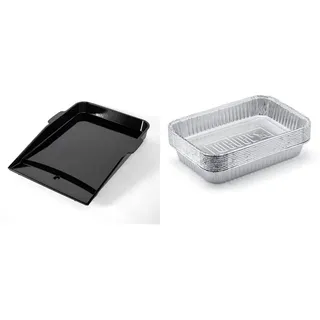 Weber 7665 Plancha Grillplatte, für Genesis II ab 300-Serie, schwarz & 6415 Small 7-1/2-Inch-by-5-inch Aluminum Drip Pans, Set of 10