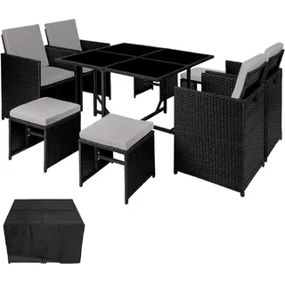 Tectake Bilbao Set 9-tlg. Schwarz/Grau