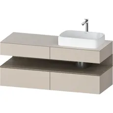 Duravit Qatego Konsolenwaschtischunterbau, 2 Auszüge, 2 Schubkästen, Ausschnitt rechts, 1400x550x600mm, Nische Eiche Terra, QA4766035, Farbe: Taupe Matt