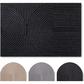 Blumtal Fußmatte 40x60 cm - rutschfeste Schmutzfangmatte - Fußabtreter Muster - Fußmatten Haustür - Türmatte aus langlebigem Polyester - Fußmatte innen/Schmutzfangmatte außen/Floor Mat Dunkelgrau