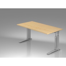 Bild Schreibtisch ahorn rechteckig, C-Fuß-Gestell silber 160,0 x 80,0 cm