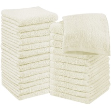 Utopia Towels Baumwoll-Waschlappen-Set – 100% ringgesponnene Baumwolle, hochwertige Flanell-Waschlappen für das Gesicht, sehr saugfähige und weiche Handtücher, 24 Stück, Elfenbeinweiß