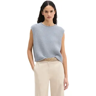 Pullunder MARC O'POLO, Damen, Gr. L, grau horizon, Grobstrick, Obermaterial: 74% Baumwolle, 26% Polyester, meliert, loose fit hüftlang, Rundhals, Bündchen, Pullover Pullunder, Loose Fit, melierte Optik