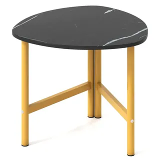 KOMFOTTEU Couchtisch mit großer Tischplatte, dreieckiger Metallgestell und verstellbaren Füßen, Beistelltisch aus Holz für Wohnzimmer, Schlafzimmer & Arbeitszimmer, 60 x 59 x 50 cm - Schwarz