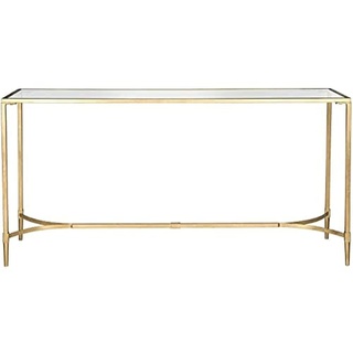 SAFAVIEH Glam Accent Table with Iron Legs, in Gold and Clear, 41 X 160 X 81.28