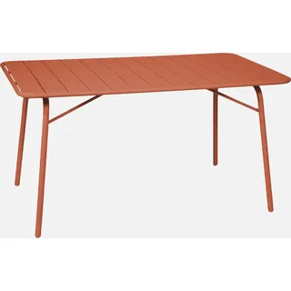 sweeek - Klappbarer Gartentisch aus Stahl für 6 Personen - Terrakotta - Orange