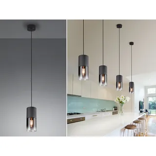 LED Rauchglas Pendelleuchte einflammig, über Esstisch, Kücheninsel & Kochinsel