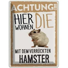 Blechschild 30x40 cm - Tiere Achtung hier Hamster