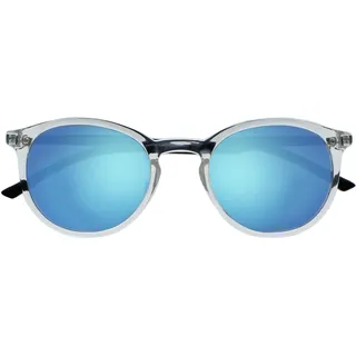 OPULIZE Met Sonnenbrille Schlank Runder Rahmen Federscharniere Blau Verspiegelt Getönte Linse UV400-Schutz Transparent Kristall Schwarze Bügel Herren Damen S60-C