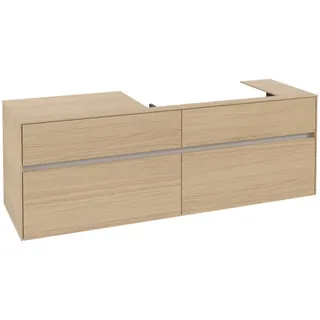 Villeroy & Boch Collaro Waschbeckenunterschrank, 4 Auszüge, Waschbecken rechts, 1600x548x500mm, C02700VJ, Farbe: Front/Korpus: Nordic Oak, Griff: Cashmere Grey