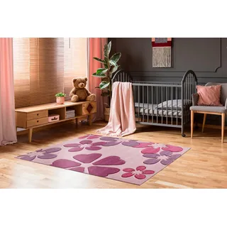 -luxor- living Luxor Living Spielteppich Flair Carving - Kinderteppich Mädchen mit Blumen Design - ideal als Spielteppich - Teppich Kinderzimmer Mädchen - pflegeleicht und strapazierfähig 80 x 150 cm