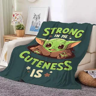 Mandalorian Yoda Flannel Fleece Blanket Grogu Kuiil Karga Decke Sommer Sofa Quilt - Grogu 09 - 150x200cm