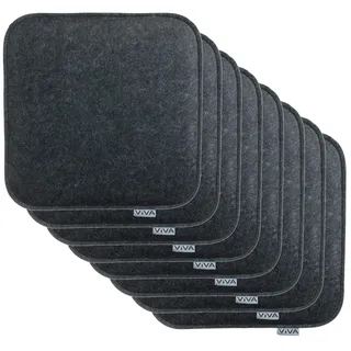 Brandsseller 8er Set Sitzkissen aus Filz 35x35x2 cm – Robuste Stuhlauflagen für innen und außen, eckiges Sitzpolster, strapazierfähiges Kissen für Stühle - Anthrazit