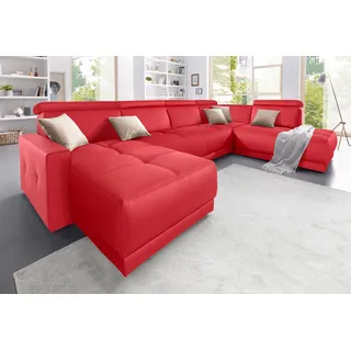 DOMO collection Wohnlandschaft Kunstleder U-Form 3-Sitzer Rot