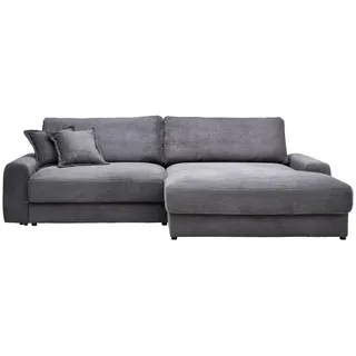 Carryhome Ecksofa , Dunkelgrau , Textil , Füllung: Schaumstoff,Hohlfaser , Ottomane rechts, L-Form , 300x180 cm , Rücken echt , Wohnzimmer, Sofas & Couches, Wohnlandschaften, Ecksofas