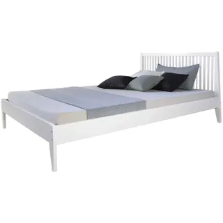 Homestyle4u Doppelbett 140 x 200 cm Bettgestell Weiß Holz mit Kopfteil 1844