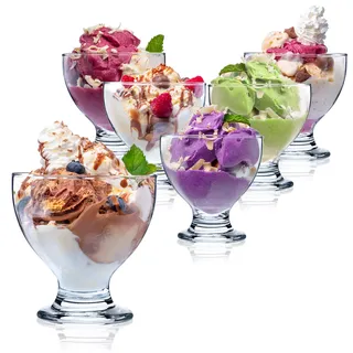 KADAX Eisbecher Glas Set, Eisschalen, Dessertgläser mit Fuß, Eisgläser, Dessertschalen für Eiscreme, Desserts, Obst, Vorspeise, Cocktails, Dessertgläser, Eiscremegläser (6, 450 ml)