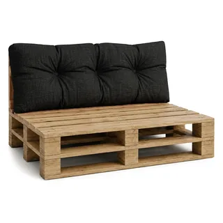 Amazinggirl Palettenkissen Outdoor Kissen Rückenkissen 120x40 cm - Auflagen für Paletten Europaletten Palettensofa und Palettenmöbel Palettenpolster Outdoorkissen Gartenkissen Graphit Leinenoptik