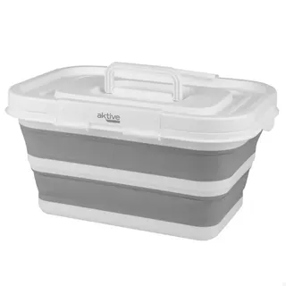 AKTIVE 15 Liter Faltkorb, Rechteckformat, 46 x 33 x 23 cm, mit Deckel und Sicherheitsverschlüssen, kompakt zusammenfaltbar, BPA-frei, tragbare Aufbewahrungsbox, faltbarer Wäschekorb (63118)