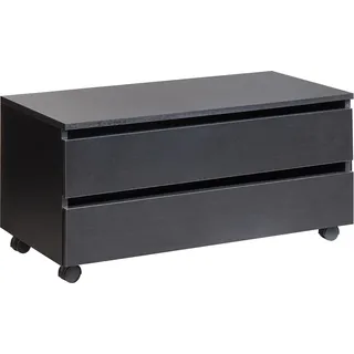 BELIANI Kommode Schwarz MDP-Platte Schmal mit Rollen 2 Schubladen Modern Badezimmer Ausstattung Badmöbel Rollbarer Schubladenschrank - Schwarz