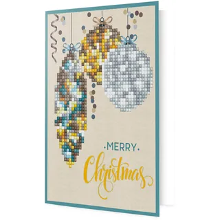DIAMOND DOTZ DDG.009 Painting Kit Card Malset Weihnachtskarte, Weihnachtskugeln Merry Christmas, antik, 12.6 x 17.7cm
