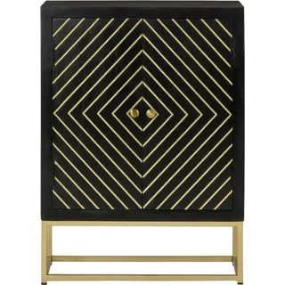 vidaXL Sideboard mit 2 Türen Schwarz Gold 55x30x75 cm Massivholz Mango - Schwarz