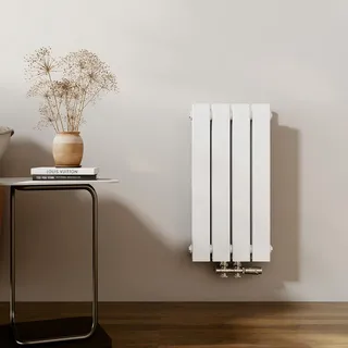 EMKE Heizkörper Klein 600x300mm, Vertikal Heizkörper Bad Flachheizkörper Mittelanschluss Design Paneelheizkörper Doppellagig Wandheizkörper Weiß 327 Watt