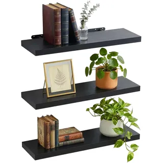 Relaxdays Wandregal 100 x 4 x 23 cm Schwarz