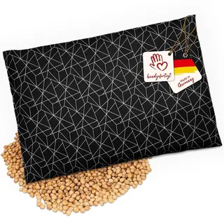 navango® Kirschkernkissen | Körnerkissen für Mikrowelle & Backofen geeignet | Schwarz mit Netzmuster | Mit Kirschkernfüllung handgefertigt in Deutschland | ca. 30 x 20 cm | OEKO-Tex Baumwolle