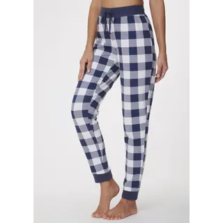 Pyjamahose, Damen, Gr. 44/46, N-Gr, blau (dunkelblau, weiß, kariert), Jersey, Obermaterial: 100% Baumwolle, VIVANCE DREAMS BY LASCANA, bequem lang, Hosen Pyjamahose, mit Allover-Druck, Topseller