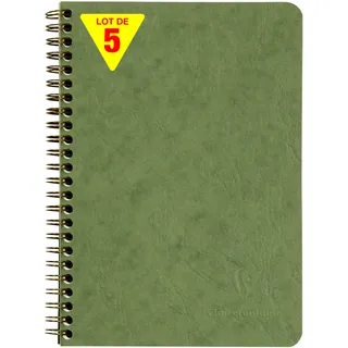 Clairefontaine 785663Cpack 5 Spiralhefte Nomaddict A5 60 Blatt liniert Grün