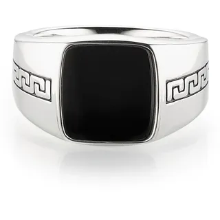 Bruno Banani Fingerring »Schmuck Geschenk Silber 925 Herrenring Siegelring Mäander Onyx«, mit Onyx Bruno Banani silberfarben-schwarz + schwarz 60