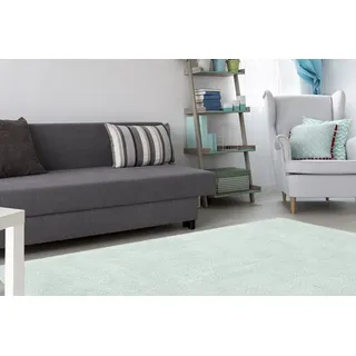 Hochflor-Teppich CALO-DELUXE "Vossi 111" Gr. 6, blau (hellblau), B:200cm H:40mm L:290cm, Kunstfaser, Teppiche, Hochflor-Teppich, besonders weich durch Microfaser, Wohnzimmer