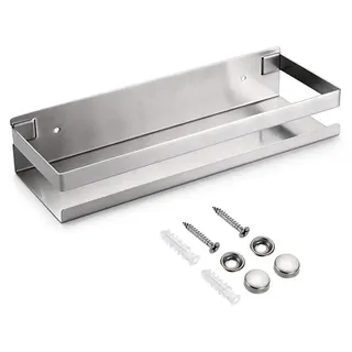 Omgoods – Wandregal aus Edelstahl – Ablage für Küche, Badezimmer und Wohnzimmer (30 cm, Silber) - Silber
