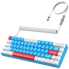YINDIAO T8 60% Gaming-Tastatur,68 Tasten,Kompakte,Kabelgebundene,Mechanische Mini-Tastatur mit 18 Chroma-RGB-Hintergrundbeleuchtung,Blauer Schalter,USB-C-Spiraltastaturkabel,für PC,PS4-Blau