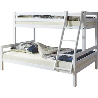 TICAA Etagenbett Maxim 140 x 200 cm Buche massiv weiß