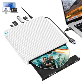 NOLYTH Externes 4K Blu Ray Laufwerk: USB C UHD Bluray Brenner Extern für Mac MacBook Laptop mit SD TF Kartenslot USB Ports Tragbar 3D DVD CD BDXL Externe Blu-ray Laufwerke für PC Windows 11