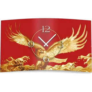 Goldadler rot Designer Wanduhr modernes Wanduhren Design leise kein ticken dixtime 3DS-0118 - Rot
