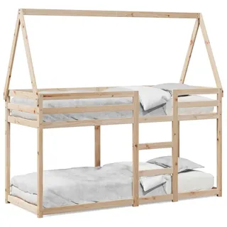 vidaXL Etagenbett mit Dach 80x200 cm Massivholz Kiefer - Braun
