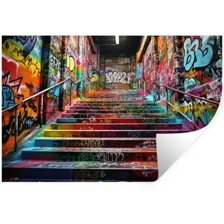 MuchoWow Wandtattoo Treppe - Graffiti - Farben - Kunst 60x40 cm , Kunststoff , 60x40x0.1 cm , Tapeten & Wandverkleidungen, Wandtattoos & Sticker