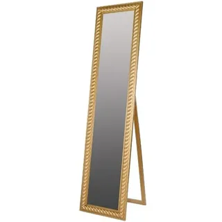 Casa Padrino Barock Standspiegel Gold mit wunderschönem antik-goldenem Kordelrahmen H. 180 cm - Handgefertigt - Gold